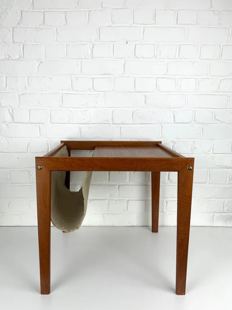 Pamono Danish Teak Side Table with Magazine Holder, 1960s> Magazine Racks