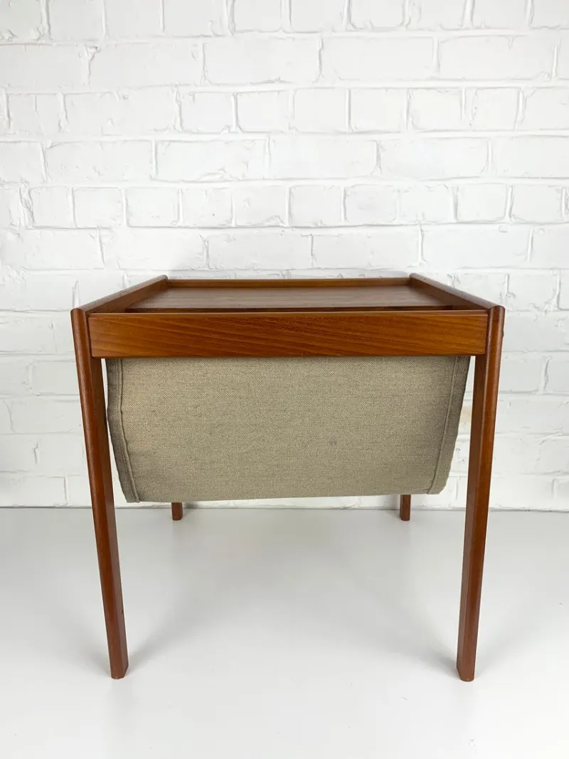 Pamono Danish Teak Side Table with Magazine Holder, 1960s> Magazine Racks