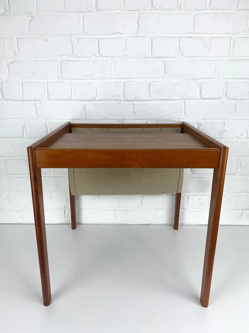 Pamono Danish Teak Side Table with Magazine Holder, 1960s> Magazine Racks