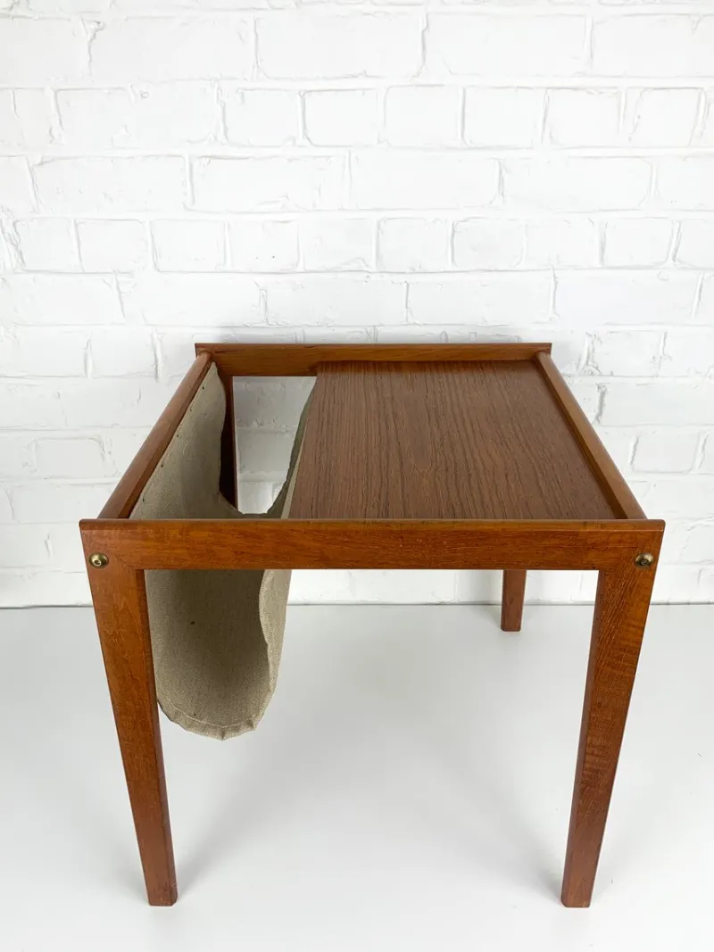 Pamono Danish Teak Side Table with Magazine Holder, 1960s> Magazine Racks