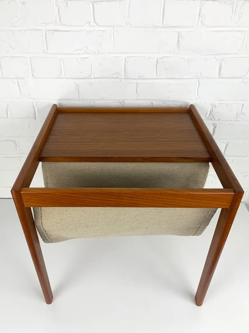 Pamono Danish Teak Side Table with Magazine Holder, 1960s> Magazine Racks