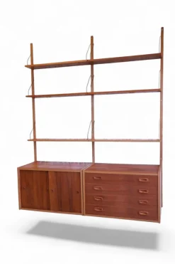 Clearance Pamono Danish Wall-Mounted Shelving System in Teak, 1960s