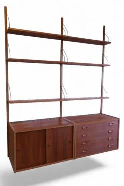 Clearance Pamono Danish Wall-Mounted Shelving System in Teak, 1960s