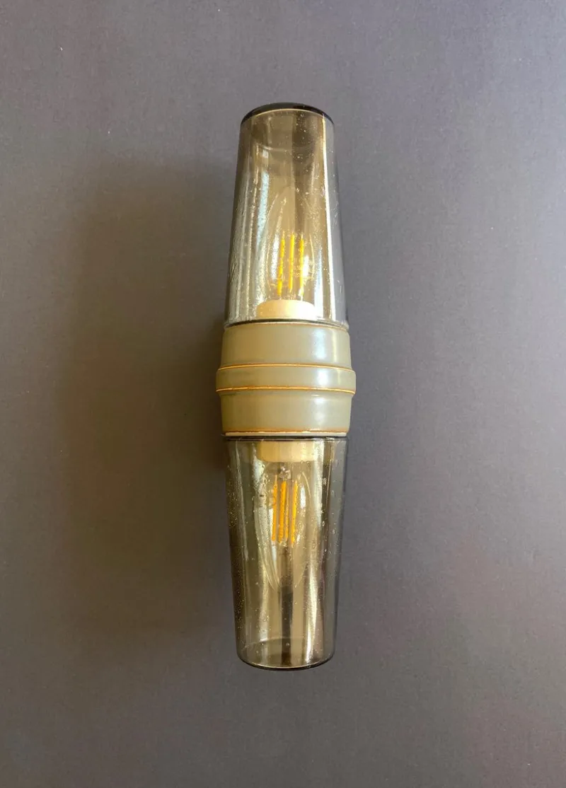 Pamono Dark Caramel Double Wall Lamp by Sigvard Bernadotte, 1970s> Wall Lights & Sconces