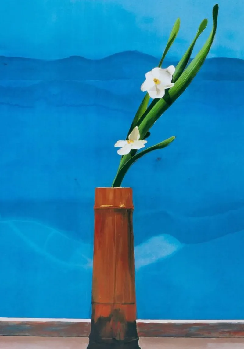 Pamono David Hockney Mount Fuji and Flowers Poster> Posters