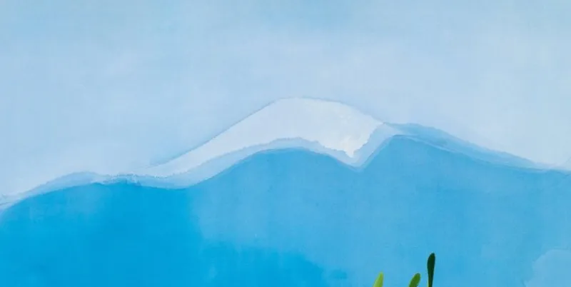 Pamono David Hockney Mount Fuji and Flowers Poster> Posters