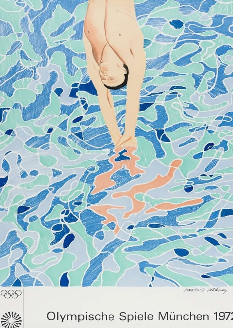 Pamono David Hockney, Munich Olympics Poster, 1972, Lithograph> Wall Decor|Posters