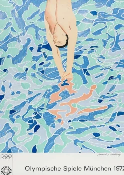 Pamono David Hockney, Munich Olympics Poster, 1972, Lithograph> Wall Decor|Posters