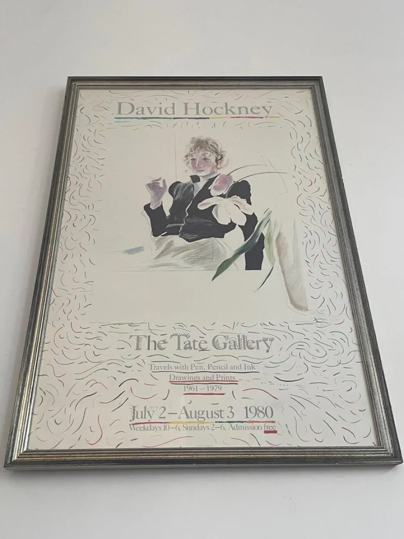 Online Pamono David Hockney, Tate Modern Exhibition Poster of Celia in a Black Dress, 1980, Print, Framed