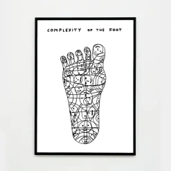 Pamono David Shrigley, Complexity of the Foot, 2020, Lithograph Poster, Framed> Wall Decor