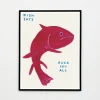 Pamono David Shrigley, Fish Says Fuck You All, 2021, Lithograph Poster, Framed> Wall Decor