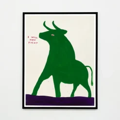 Pamono David Shrigley, I Will Not Fight, 2019, Lithograph Poster, Framed> Wall Decor
