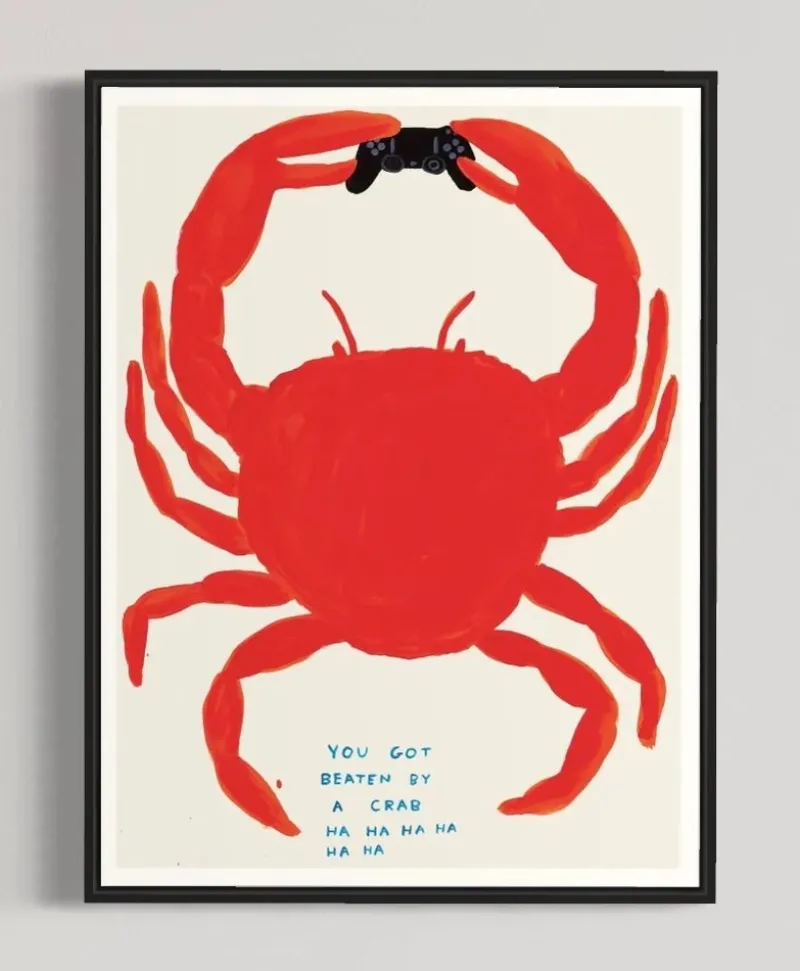 Pamono David Shrigley, You Got Beaten by a Crab, 2021, Lithograph Poster, Framed> Wall Decor|Posters