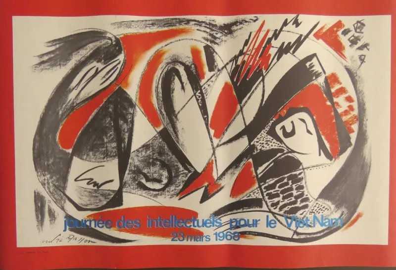 Pamono Day of Intellectuals for Vietnam Poster after Soulages, Picasso, Vasarely & Masson, 1968> Posters