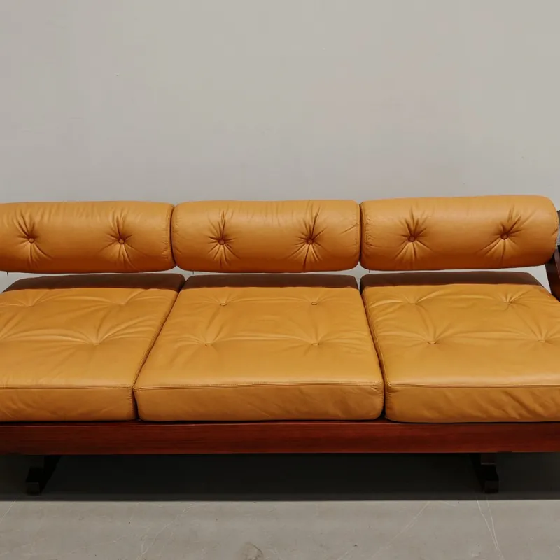 Pamono Daybed in Leather and Wood by Gianni Songia for Sormani, 1960s> Daybeds & Chaises Lounges