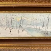 Sale Pamono De Rosa, Snowy Landscape, 20th Century, Oil Painting on Canvas, Framed