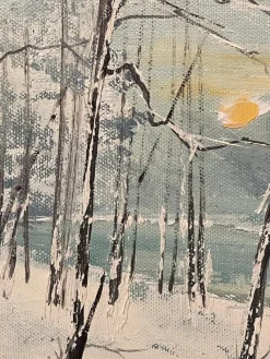 Sale Pamono De Rosa, Snowy Landscape, 20th Century, Oil Painting on Canvas, Framed
