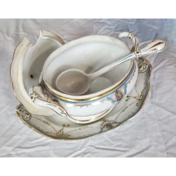 Hot Pamono Decorated Porcelain Tableware, 1890s, Set of 60