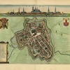 New Pamono Decorative Bird's-Eye View Map of Ieper or Ypres in Belgium by Blaeu, 1649