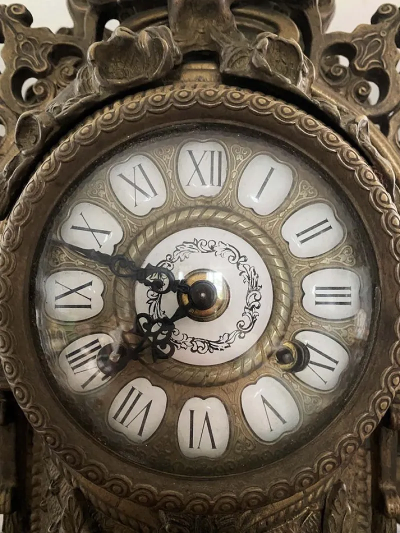 Pamono Decorative Golden Clock in Louis XIV Style, 1950s> Clocks
