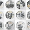 Discount Pamono Decorative Porcelain Plates by P. Fornasetti for Martini & Rossi, 1960s, Set of 12