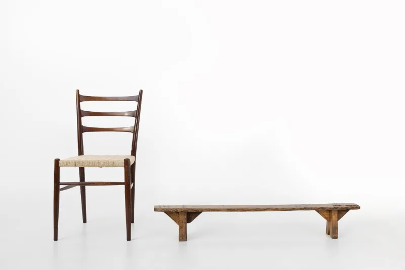 New Pamono Decorative Wooden Low Bench, France, 1850s