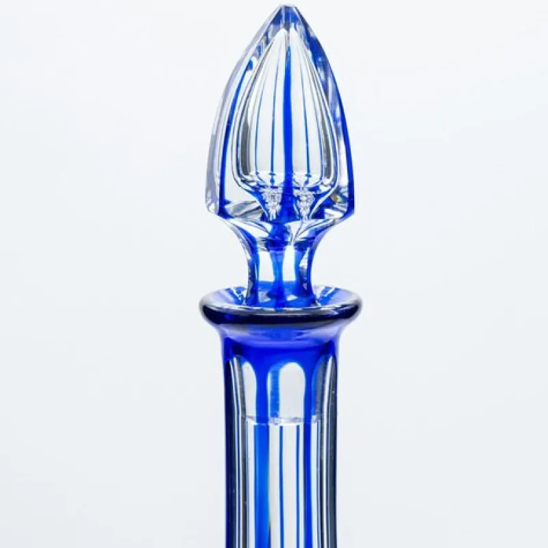 Pamono Deep Blue Overlay Baccarat Crystal Glasses and Decanter, France, 1940s, Set of 7> Glassware