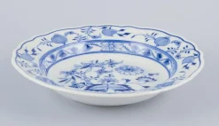 Best Pamono Deep Porcelain Plates with Blue Onion Pattern, Meissen, Germany, Set of 6