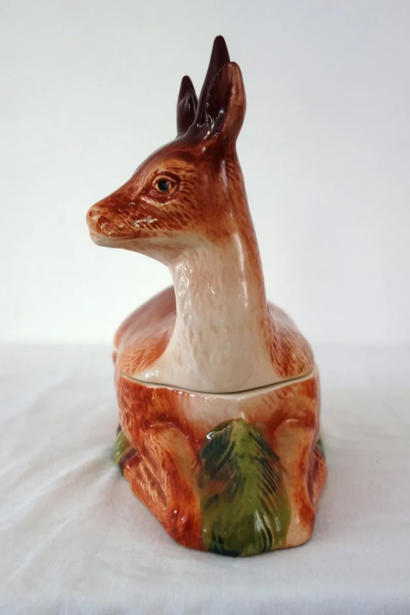 Pamono Deer Terrine in Majolica by Michel Caugant, France, 1950s> Dinnerware Accessories