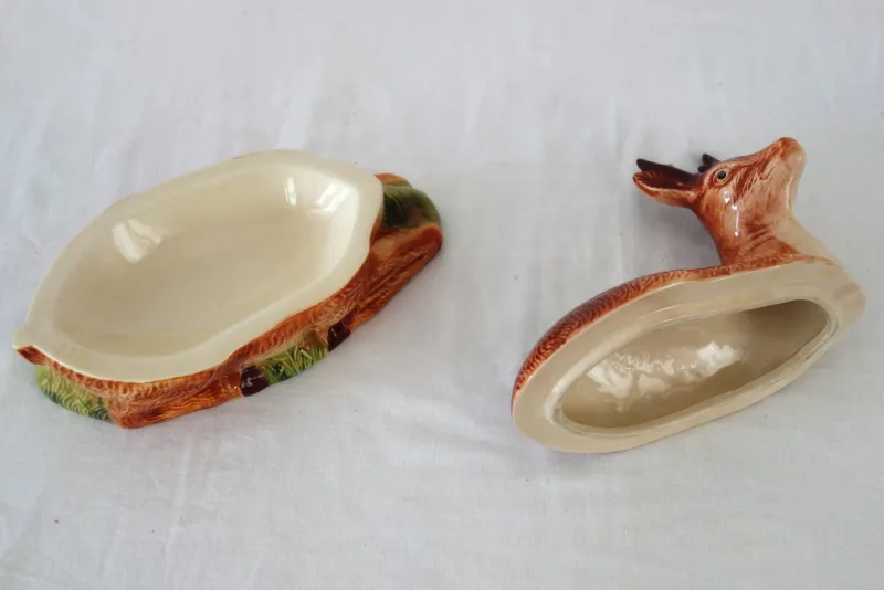 Pamono Deer Terrine in Majolica by Michel Caugant, France, 1950s> Dinnerware Accessories