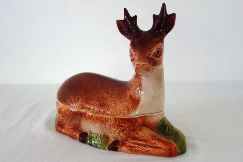 Pamono Deer Terrine in Majolica by Michel Caugant, France, 1950s> Dinnerware Accessories