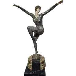 Outlet Pamono Demeter H. Chiparus, Art Deco Figure, 1920, Silvered Bronze