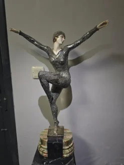 Outlet Pamono Demeter H. Chiparus, Art Deco Figure, 1920, Silvered Bronze