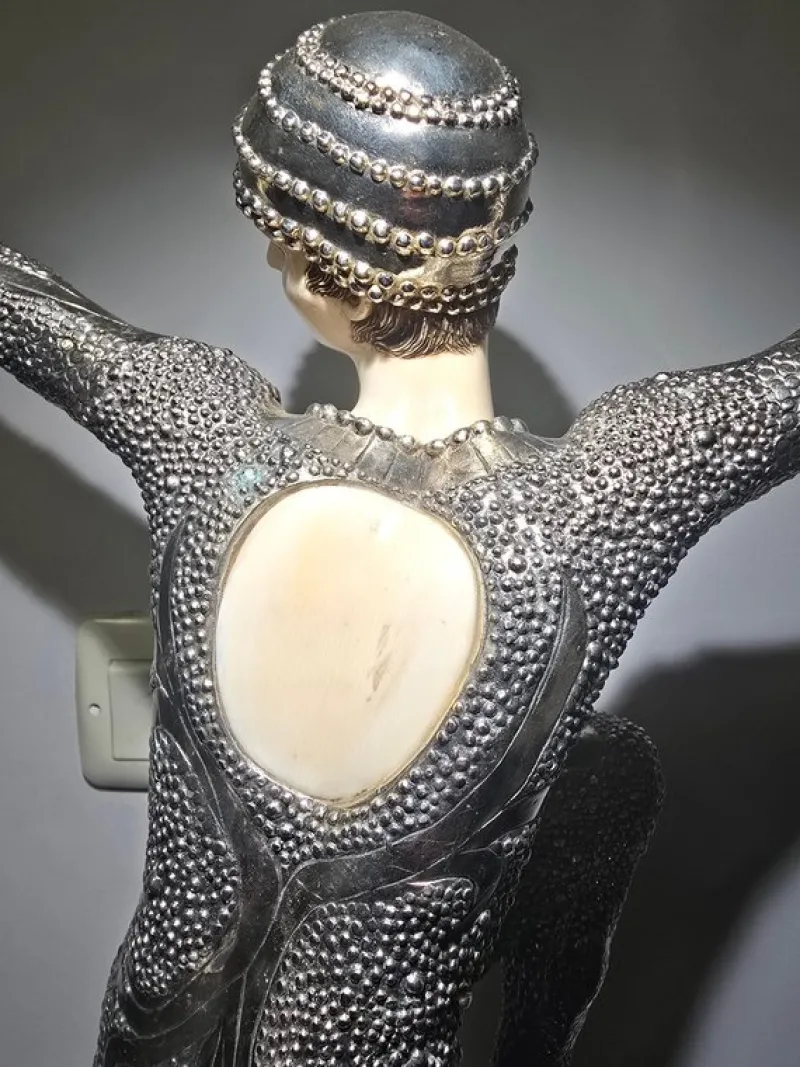 Outlet Pamono Demeter H. Chiparus, Art Deco Figure, 1920, Silvered Bronze