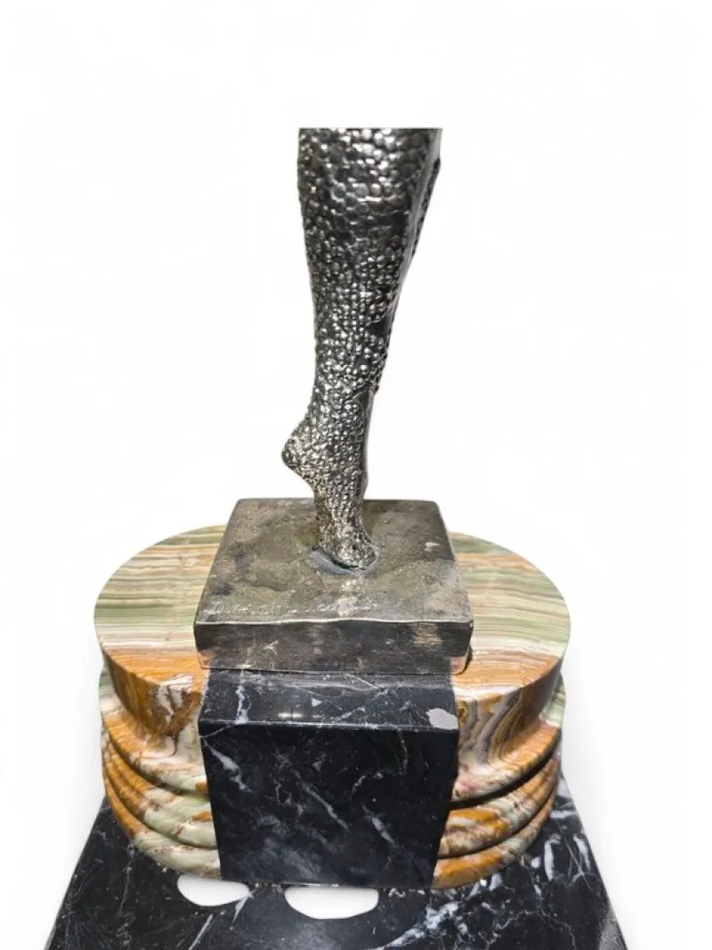Outlet Pamono Demeter H. Chiparus, Art Deco Figure, 1920, Silvered Bronze