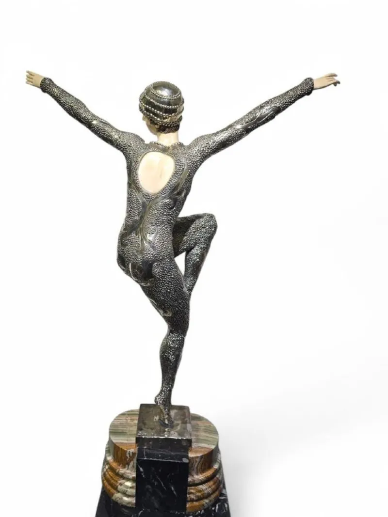 Outlet Pamono Demeter H. Chiparus, Art Deco Figure, 1920, Silvered Bronze