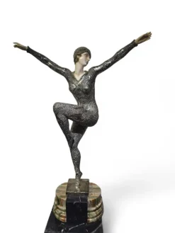 Outlet Pamono Demeter H. Chiparus, Art Deco Figure, 1920, Silvered Bronze