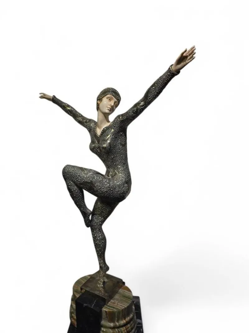 Outlet Pamono Demeter H. Chiparus, Art Deco Figure, 1920, Silvered Bronze