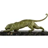 Pamono Demetre Chiparus, Art Deco Panther Sculpture, 1930, Metal Sculpture on Marble Base> Art Deco
