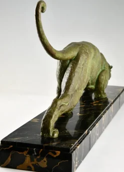 Pamono Demetre Chiparus, Art Deco Panther Sculpture, 1930, Metal Sculpture on Marble Base><noscript><img width=
