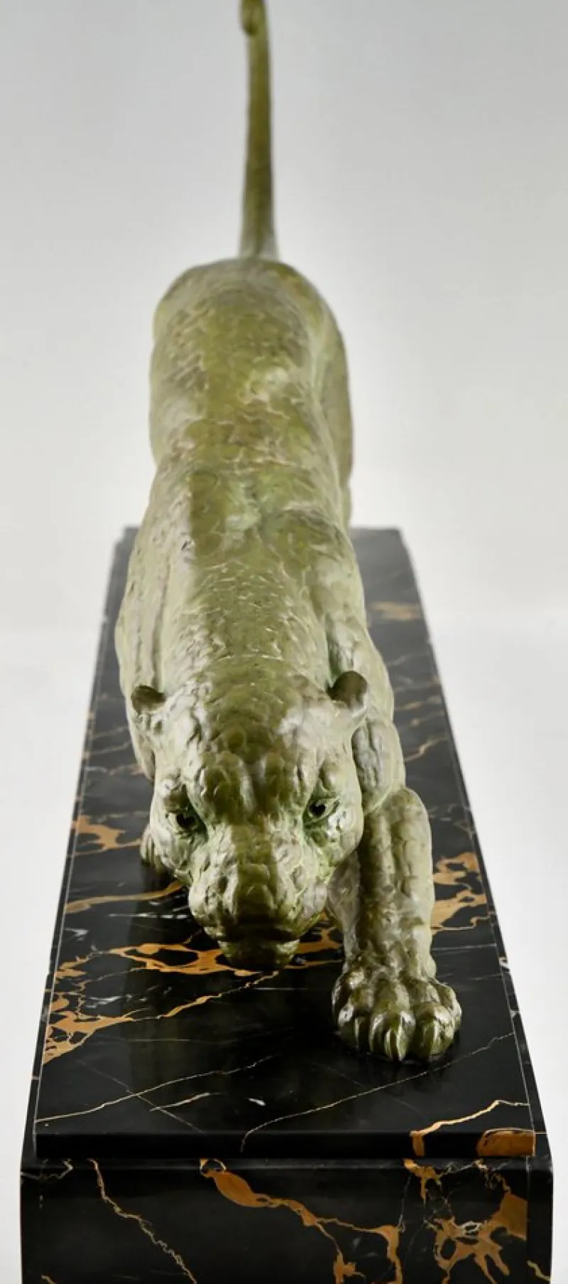 Pamono Demetre Chiparus, Art Deco Panther Sculpture, 1930, Metal Sculpture on Marble Base> Art Deco