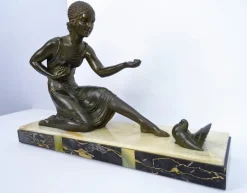 Sale Pamono Demetre Chiparus, Large Original Art Deco Sculpture, 1920s, Metal on Marble Base