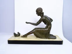Sale Pamono Demetre Chiparus, Large Original Art Deco Sculpture, 1920s, Metal on Marble Base