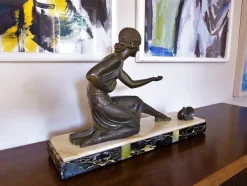 Sale Pamono Demetre Chiparus, Large Original Art Deco Sculpture, 1920s, Metal on Marble Base