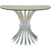 New Pamono Demi-Lune Acrylic Glass Console Table with Clear Glass Top, 1950s