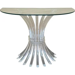 New Pamono Demi-Lune Acrylic Glass Console Table with Clear Glass Top, 1950s