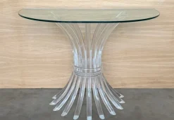 New Pamono Demi-Lune Acrylic Glass Console Table with Clear Glass Top, 1950s