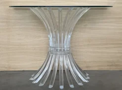 Discount Pamono Demilune Console Table with Acrylic Glass Pedestal Base and Clear Glass Top, 1960s