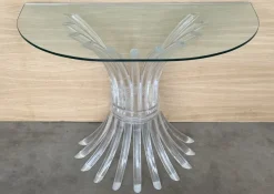 Discount Pamono Demilune Console Table with Acrylic Glass Pedestal Base and Clear Glass Top, 1960s