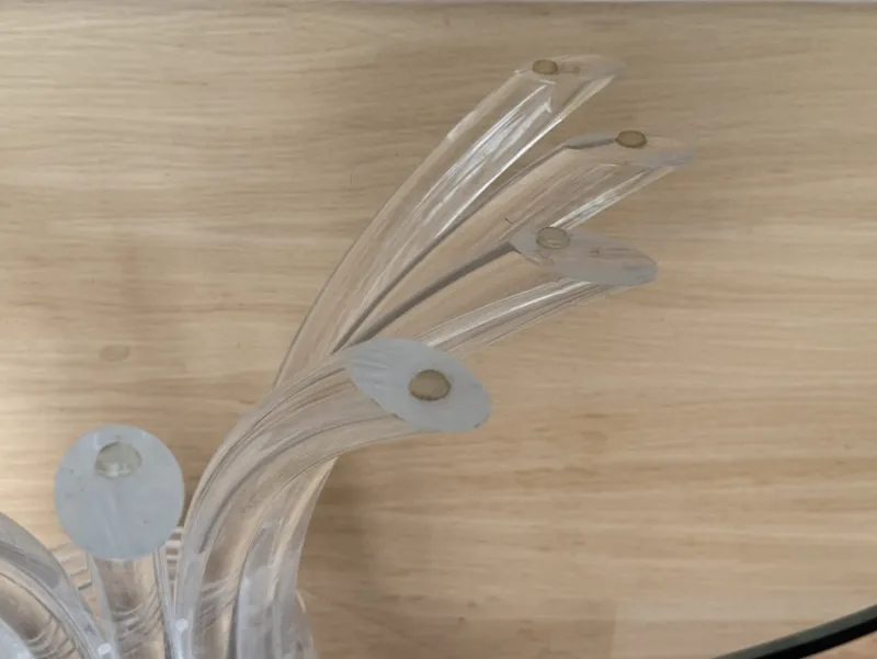Discount Pamono Demilune Console Table with Acrylic Glass Pedestal Base and Clear Glass Top, 1960s
